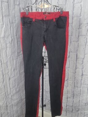 Royal Bones Skinny Black/Red Stripe Punk Goth Y2K Jeans Size 13